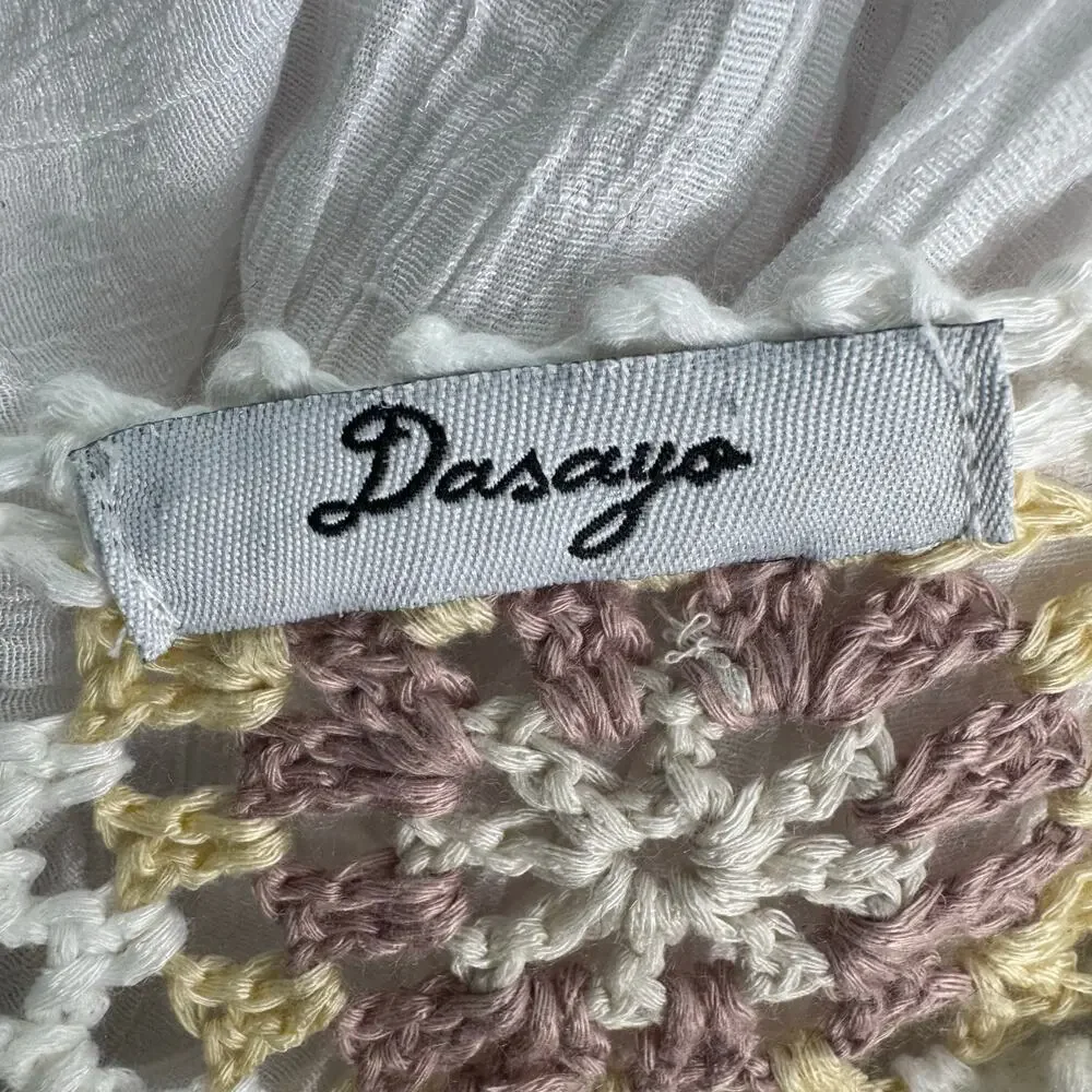 Dasaya Bohemian Hippie Gypsy Multicolored Crochet Fringe Festival Tunic Top Med - Picture 6 of 8